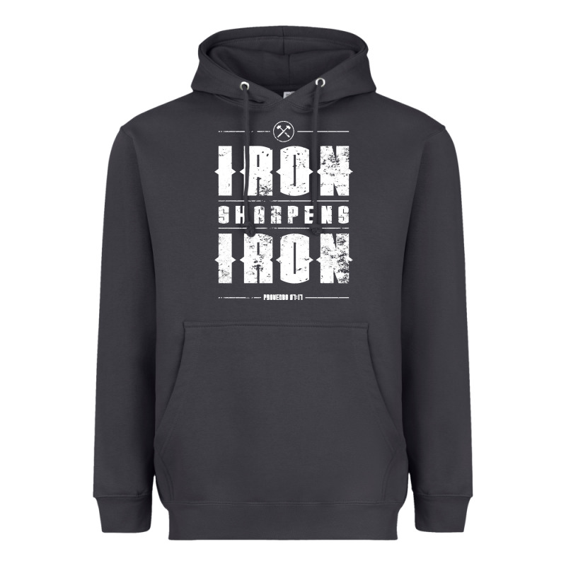 Iron Sharpens Iron Proverbs Christian Bible Verse Religious Pullover H Heavyweight Hoodie by linhVisuals | Teevron