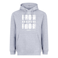 Heather Grey iron sharpens iron proverbs christian bible verse religious pullover h Heavyweight Hoodie - linhVisuals