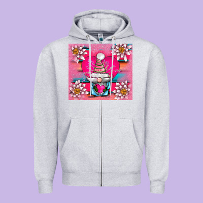 V.d Gnome And Lotus Tumbler Zipper Hoodie Designed By Adodesignshop