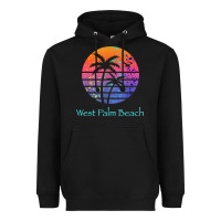 Black west palm beach tropical t shirt for family vacations Heavyweight Hoodie - linhVisuals