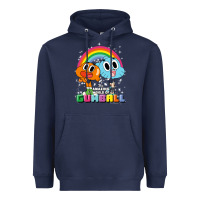 Navy cn the amazing world of gumball & darwin rainbow portrait pullover hoo Heavyweight Hoodie - linhVisuals