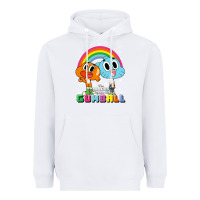 White cn the amazing world of gumball & darwin rainbow portrait pullover hoo Heavyweight Hoodie - linhVisuals