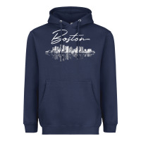 Navy boston skyline t shirt for women, men, girls & boys Heavyweight Hoodie - linhVisuals