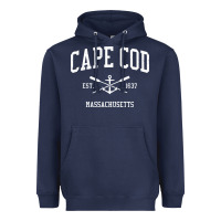 Cape Cod Ma Vintage Crossed Oars & Boat Anchor Sports Sweatshirt Heavyweight Hoodie | Teevron