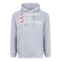 Heather Grey grumpy old veteran patriotic american military veteran t shirt Heavyweight Hoodie - linhVisuals