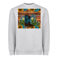 Heather Grey boot cactus sunflower gemstone Heavyweight Sweatshirt - AdoDesignShop