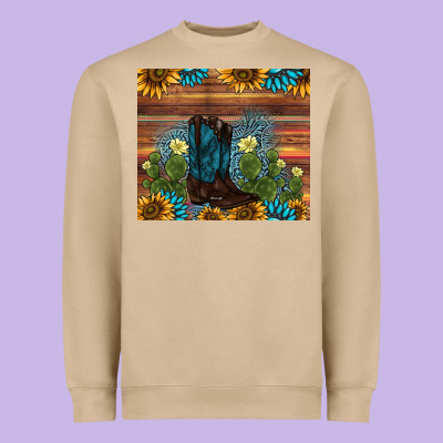 Boot Cactus Sunflower Gemstone Heavyweight Sweatshirt Designed By Adodesignshop