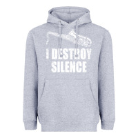 Heather Grey Saxophone I Destroy Silence Saxophonist | For Musicians Heavyweight Hoodie - linhVisuals