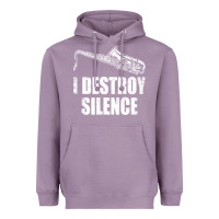 Lavender Saxophone I Destroy Silence Saxophonist | For Musicians Heavyweight Hoodie - linhVisuals