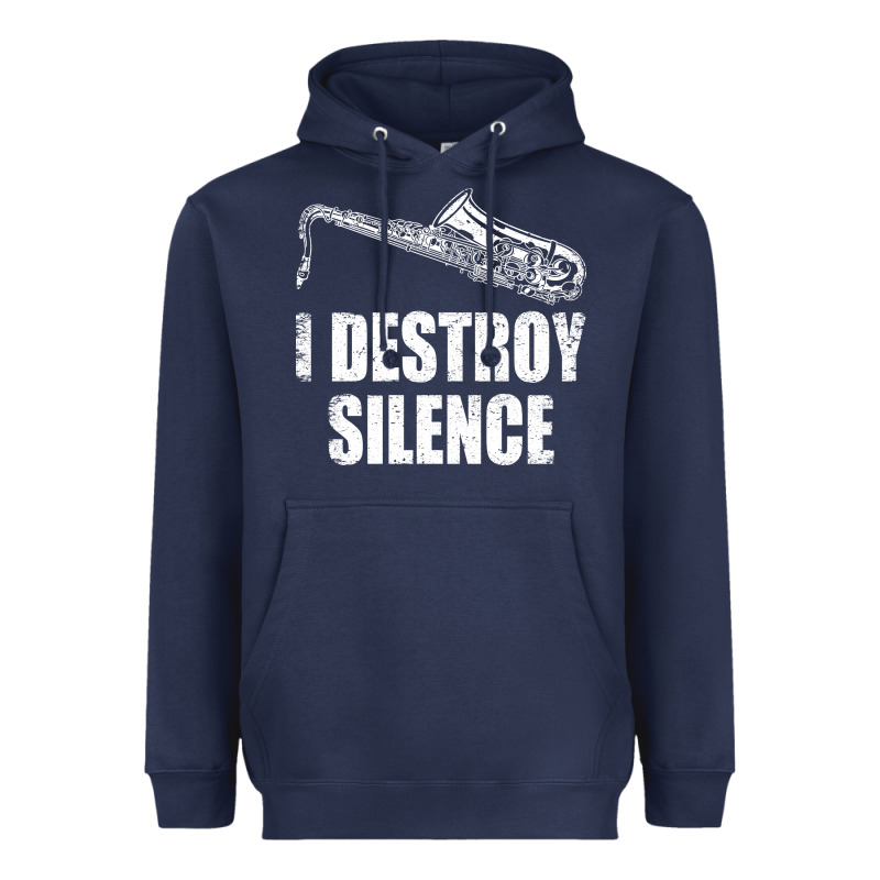 Saxophone I Destroy Silence Saxophonist | For Musicians Heavyweight Hoodie by linhVisuals | Teevron