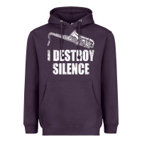 Plum Saxophone I Destroy Silence Saxophonist | For Musicians Heavyweight Hoodie - linhVisuals