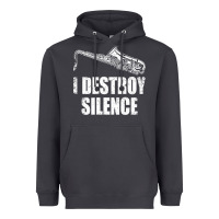Smoke Saxophone I Destroy Silence Saxophonist | For Musicians Heavyweight Hoodie - linhVisuals