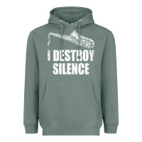 Sage Saxophone I Destroy Silence Saxophonist | For Musicians Heavyweight Hoodie - linhVisuals