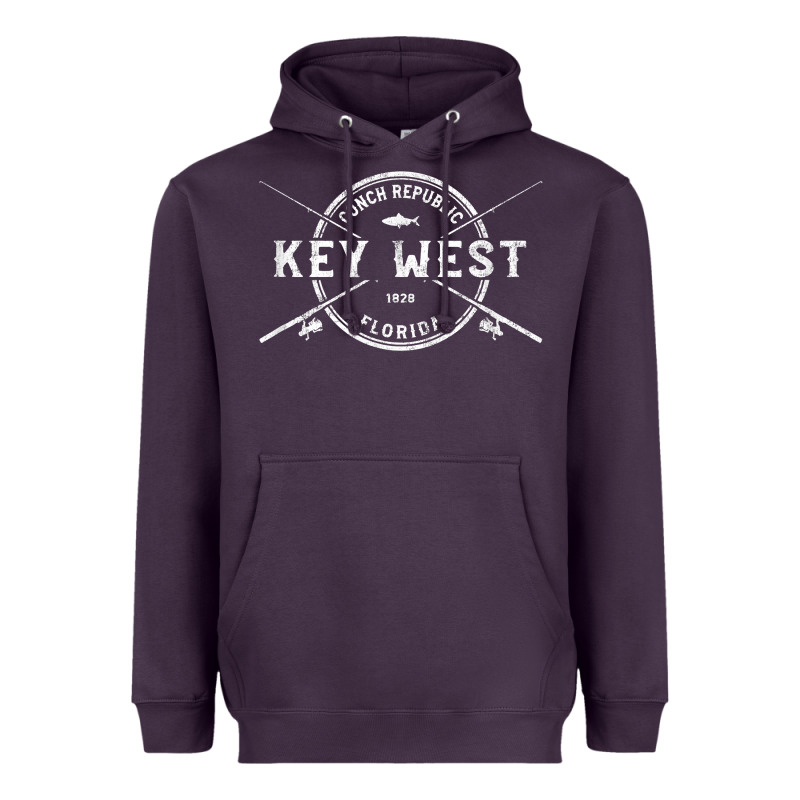 Key West Fl Vintage Crossed Fishing Rods T Shirt Heavyweight Hoodie by linhVisuals | Teevron