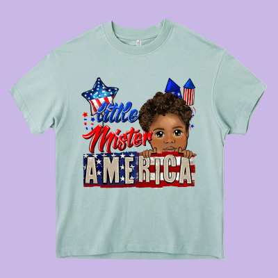 Little Mister America Black Boy Heavy Core Tee Designed By Cowgirlartshop