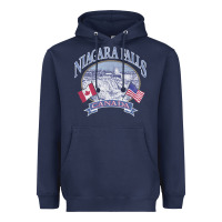 Navy americana niagara falls scene canada america flags sweatshirt Heavyweight Hoodie - linhVisuals