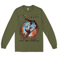Army Green Stay Wild Cowgirl Long Sleeve Tee - FaDigitalArtStudio