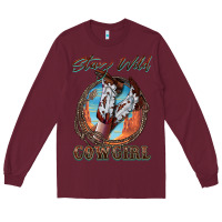 Burgundy Stay Wild Cowgirl Long Sleeve Tee - FaDigitalArtStudio