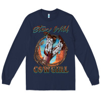 Navy Stay Wild Cowgirl Long Sleeve Tee - FaDigitalArtStudio