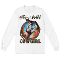 White Stay Wild Cowgirl Long Sleeve Tee - FaDigitalArtStudio