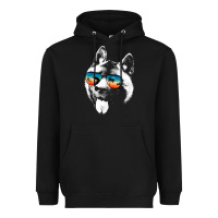 Black american akita shirts with glasses sunglasses retro style t shirt Heavyweight Hoodie - linhVisuals