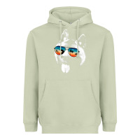 Matcha american akita shirts with glasses sunglasses retro style t shirt Heavyweight Hoodie - linhVisuals