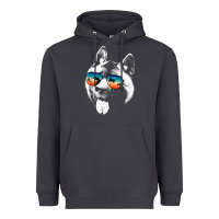 Smoke american akita shirts with glasses sunglasses retro style t shirt Heavyweight Hoodie - linhVisuals