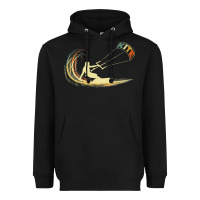 Black kite kiteboarding kiting kitesurfing kitesurf gift premium t shirt Heavyweight Hoodie - linhVisuals