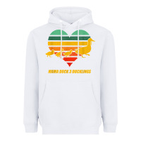 White mama duck mother of 3 duckling funny mom mommy animal lover t shirt Heavyweight Hoodie - linhVisuals
