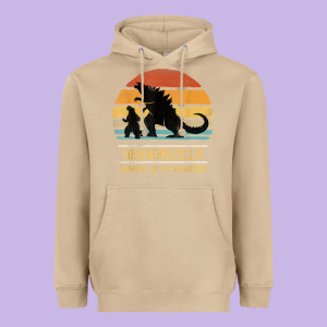 Mens Grandpazilla Grandpa Of Monsters Retro Halloween Christmas T Shir Heavyweight Hoodie Designed By Linhvisuals