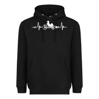 Black great recumbent bike heartbeat design cycling t shirt Heavyweight Hoodie - linhVisuals