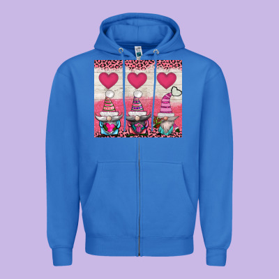 V.d 3 Gnomes And Hearts Zipper Hoodie Designed By Adodesignshop