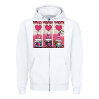 White v.d 3 gnomes and hearts Zipper Hoodie - AdoDesignShop