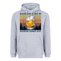 Heather Grey bourbon goes in wisdom comes out vintage t shirt Heavyweight Hoodie - linhVisuals