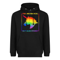 Black feeling magical but also stabby unicorn rainbow t shirt Heavyweight Hoodie - linhVisuals
