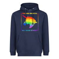 Navy feeling magical but also stabby unicorn rainbow t shirt Heavyweight Hoodie - linhVisuals