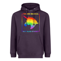 Plum feeling magical but also stabby unicorn rainbow t shirt Heavyweight Hoodie - linhVisuals