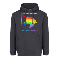 Smoke feeling magical but also stabby unicorn rainbow t shirt Heavyweight Hoodie - linhVisuals