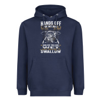 Navy mens hands off of my rod bass fishing fisherman t shirt Heavyweight Hoodie - linhVisuals
