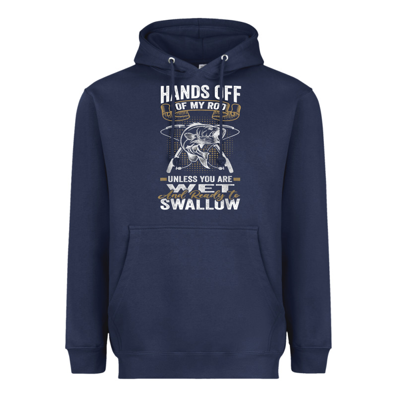 Mens Hands Off Of My Rod Bass Fishing Fisherman T Shirt Heavyweight Hoodie by linhVisuals | Teevron