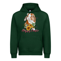 Forest Green happy easter with bunny and sunflowers Urban Hoodie - RanaPortraitStore