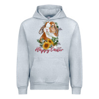 Heather Grey happy easter with bunny and sunflowers Urban Hoodie - RanaPortraitStore