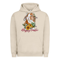 Pigment French Oak happy easter with bunny and sunflowers Urban Hoodie - RanaPortraitStore