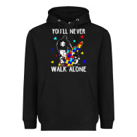 Black autism dad you will never walk alone support autism son t shirt Heavyweight Hoodie - linhVisuals