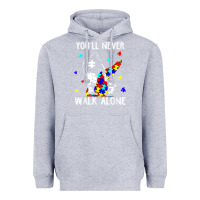 Heather Grey autism dad you will never walk alone support autism son t shirt Heavyweight Hoodie - linhVisuals