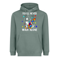 Sage autism dad you will never walk alone support autism son t shirt Heavyweight Hoodie - linhVisuals