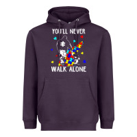 Plum autism dad you will never walk alone support autism son t shirt Heavyweight Hoodie - linhVisuals