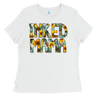 White Inked Mama Flowers Ladies Tee - CowCowDesign