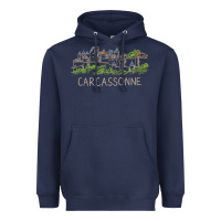 Navy carcassonne france unique hand drawn art gift men women t shirt Heavyweight Hoodie - linhVisuals