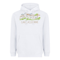 White carcassonne france unique hand drawn art gift men women t shirt Heavyweight Hoodie - linhVisuals